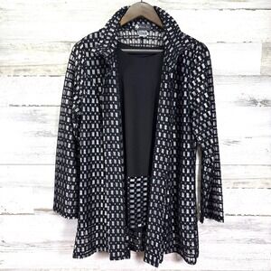Damee Inc Womens Black Lace Ribbon Sheer‎ Jacket & Tank Set Blouse Size M